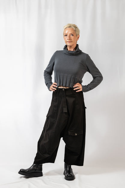 Black Low Croch Trousers