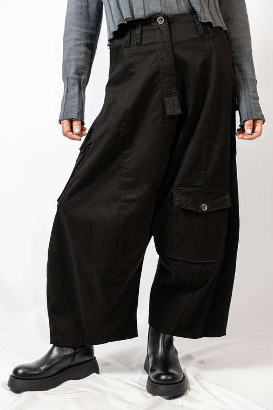 Black Low Croch Trousers