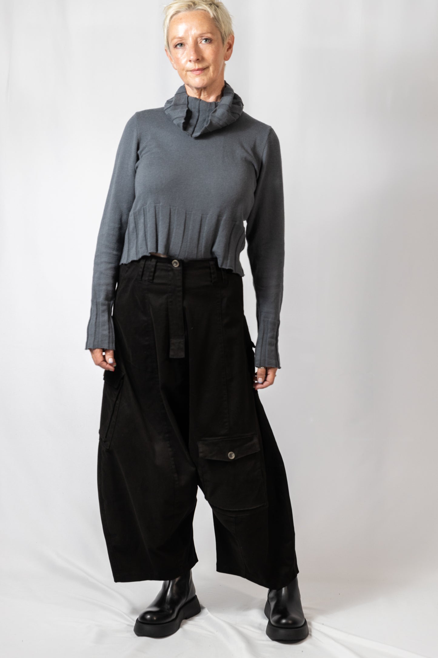 Black Low Croch Trousers