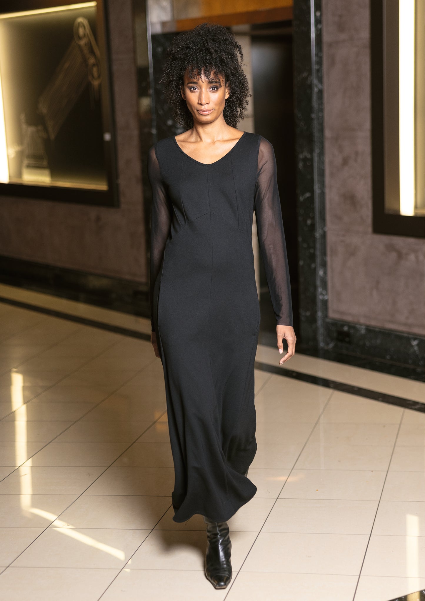 Black A-line Dress with Sheer back Detail