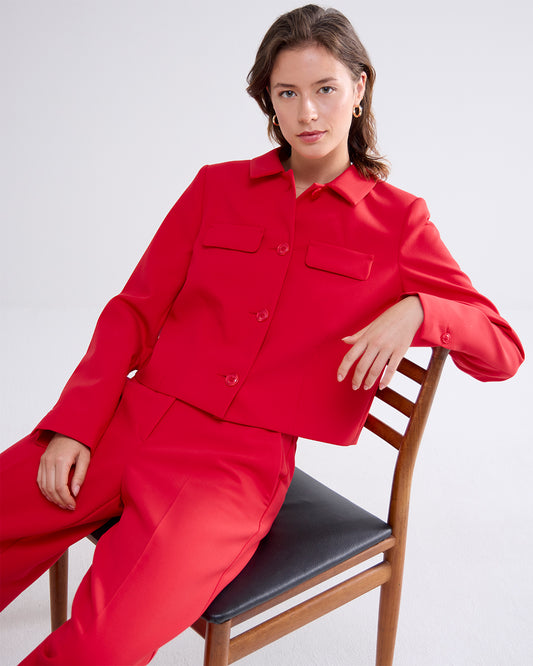 Cherry Red Box Style Jacket